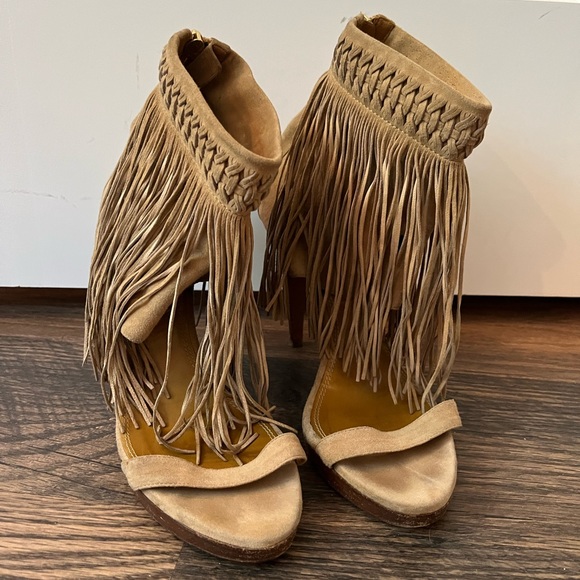 Ralph Lauren Collection Fringe Suede Heels - Picture 3 of 7